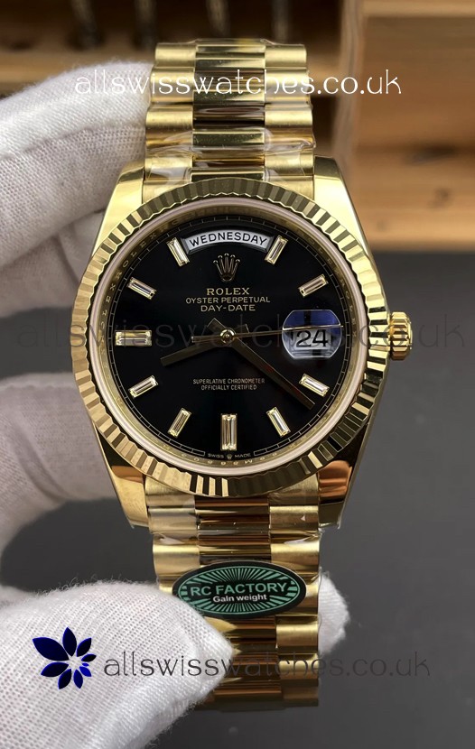 Rolex Day Date 228238 Yellow Gold Black Crystal Dial Super Clone Watch 
