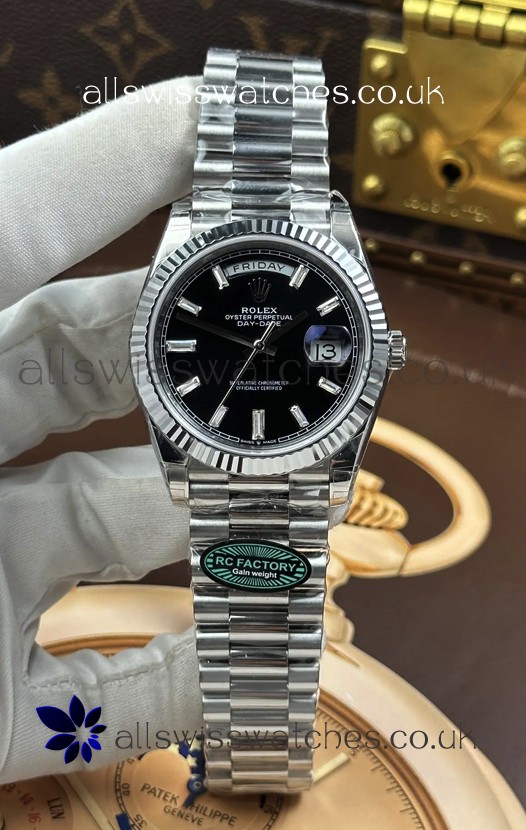 Rolex Day Date 228236 Stainless Steel Black Crystal Dial Super Clone Watch 