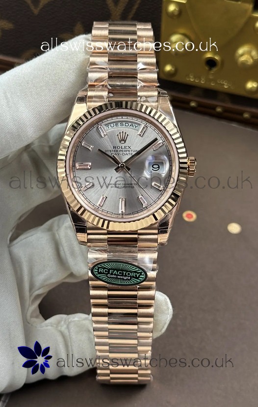 Rolex Day Date 228236 Rose Gold Steel Crystal Dial Super Clone Watch 
