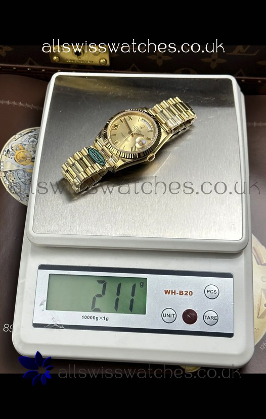 Rolex Day Date 228238 Yellow Gold in Gold Roman Dial Super Clone Watch 