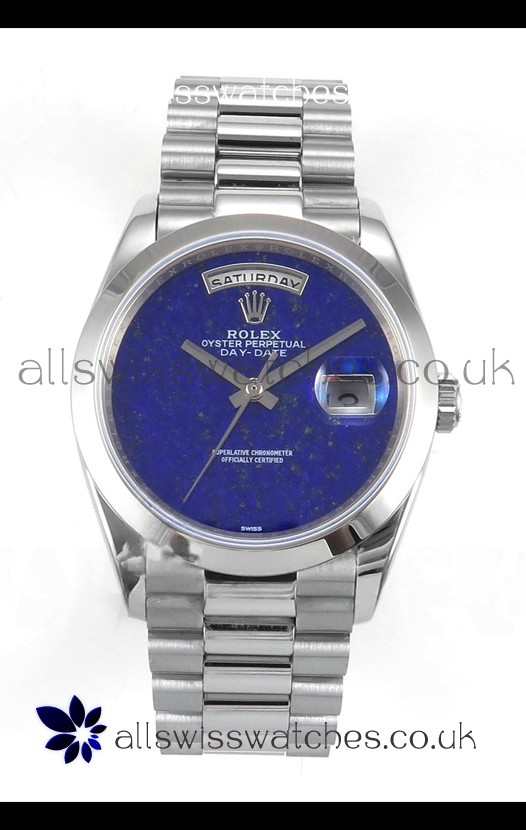 Rolex Day Date Stainless Steel Blue Lapis Dial 36MM Swiss Replica Watch 