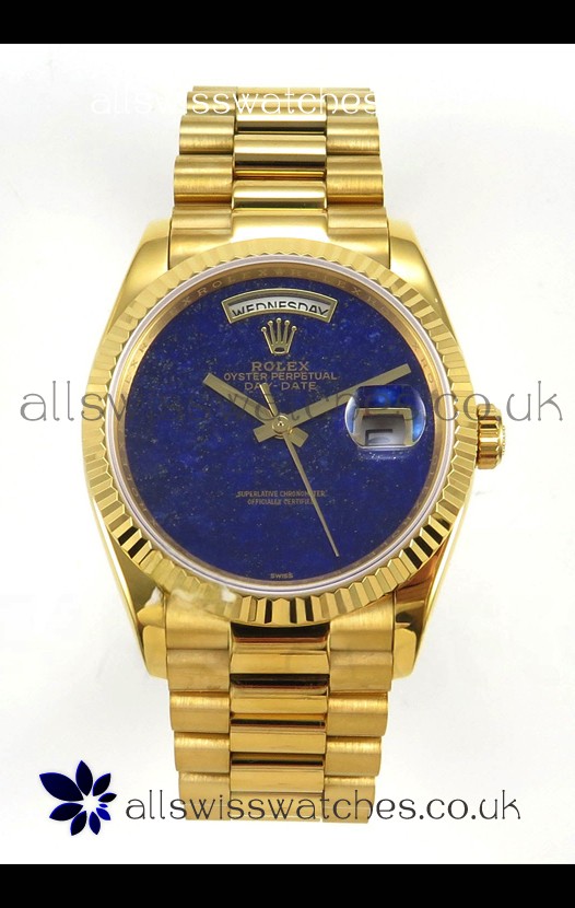 Rolex Day Date Yellow Gold Blue Lapis Dial 36MM Swiss Replica Watch 