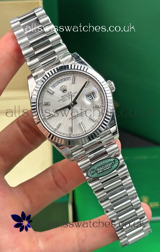 Rolex Day Date 228236 Stainless Steel Sunburst Crystal Dial Super Clone Watch 