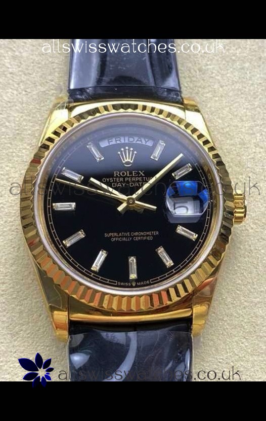 Rolex Day Date 128238 Yellow Gold Black Crystal Dial Super Clone Watch 