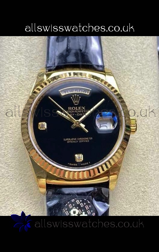 Rolex Day Date 128238 Yellow Gold Black Dial Super Clone Watch 