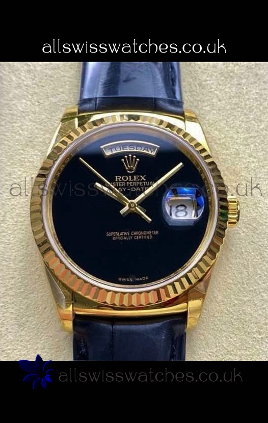 Rolex Day Date 128238 Yellow Gold Black Dial Super Clone Watch 