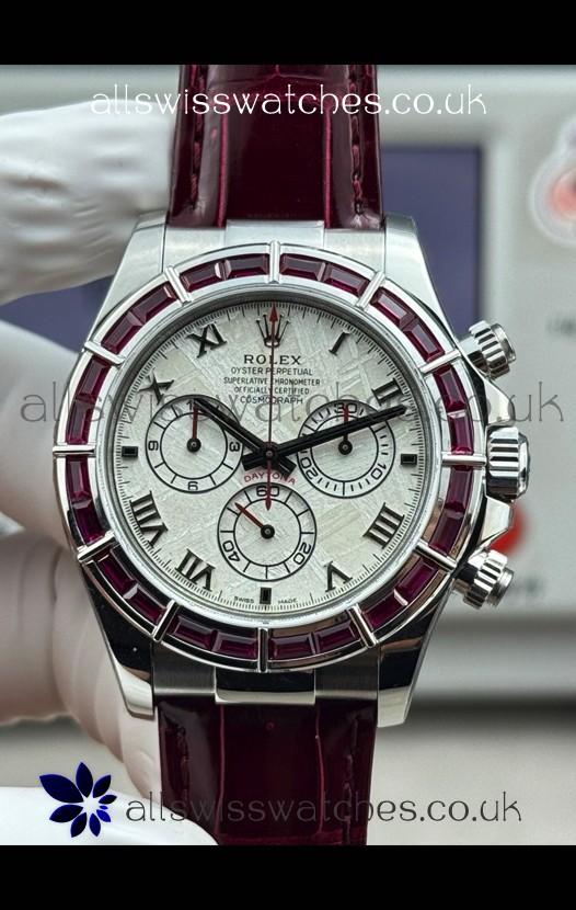 Rolex Daytona 116589SALV FREE SPRUNG MVMT White Gold Red Rubies Meteorite Super Clone Watch 