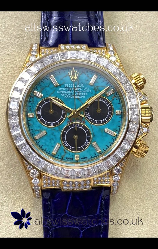Rolex Daytona 126518LN Yellow Gold Turquoise Dial FREE SPRUNG MVMT Super Clone Watch 