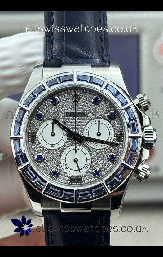 Rolex Daytona 116589SALV FREE SPRUNG MVMT White Gold Diamonds Dial Super Clone Watch 