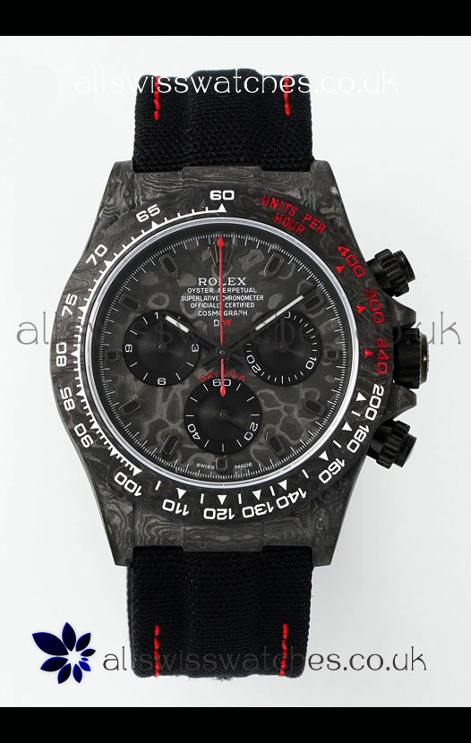 Rolex Daytona DiW Forged Cabon Casing Black Nylon Strap Super Clone Watch 