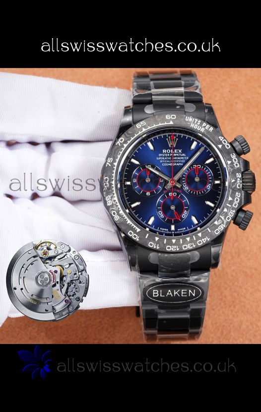 Rolex Daytona Blaken 4131 Movement Blue Dial Super Clone Watch 