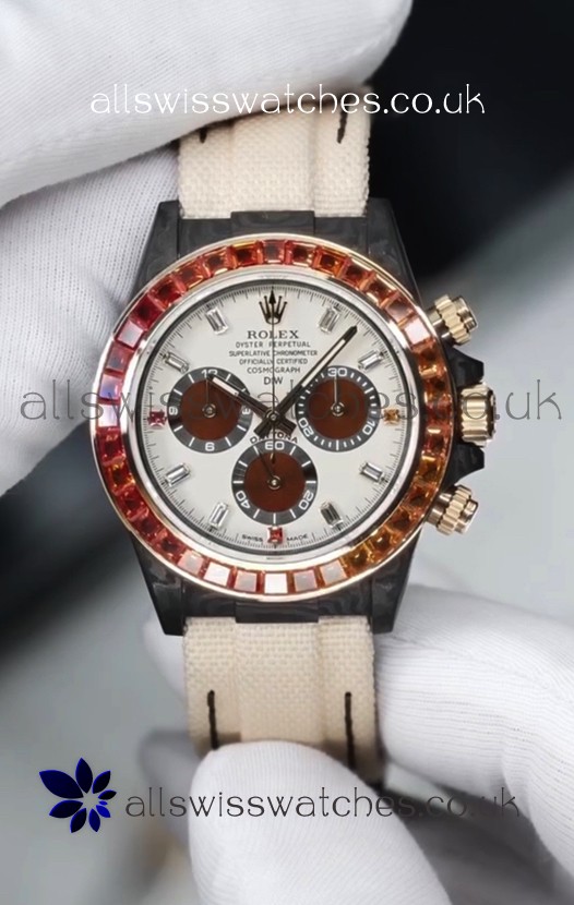 Rolex Daytona DiW Carbon Casing Rainbow Sapphires Super Clone Watch 