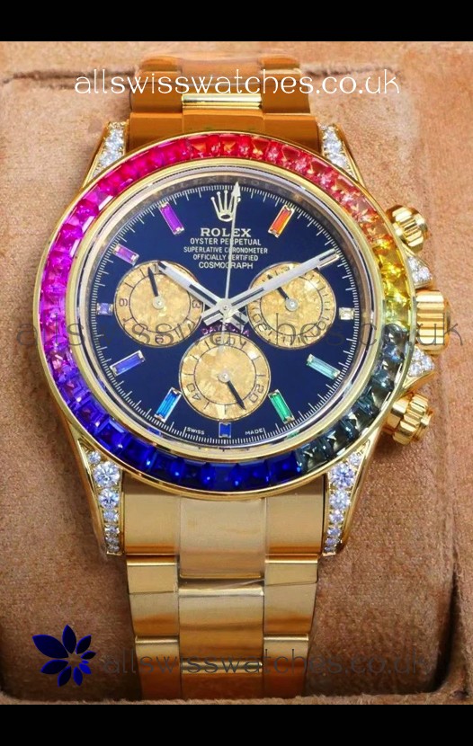 Rolex Daytona 116568 Yellow Gold Black Dial Super Clone Watch 