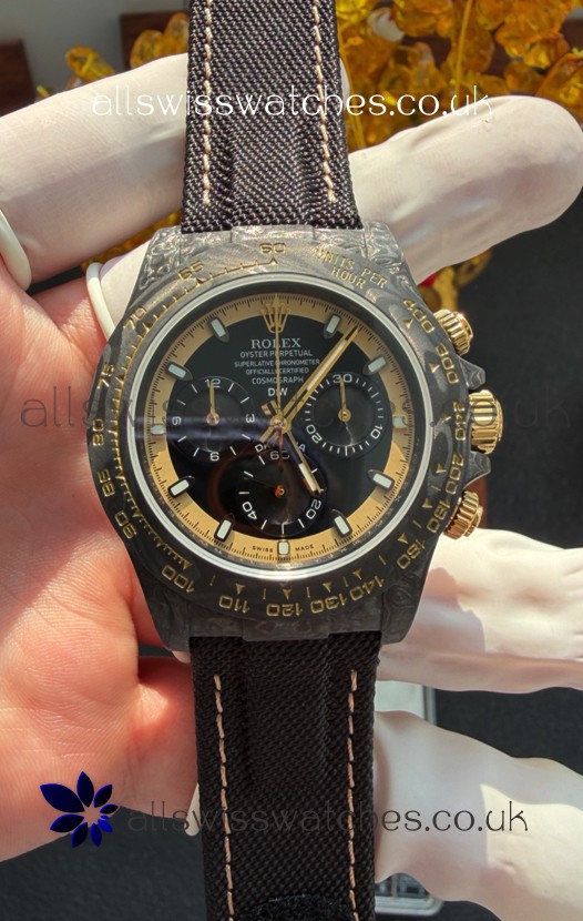 Rolex Daytona DiW Cream Invert Gold Carbon Fiber Super Clone Watch 