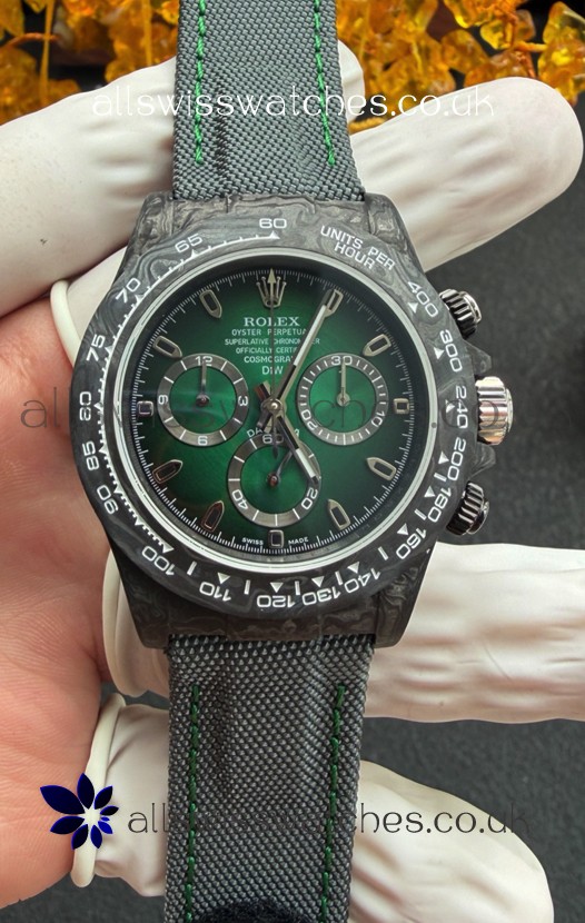 Rolex Daytona DiW Black Carbon Fiber Green Dial Super Clone Watch 