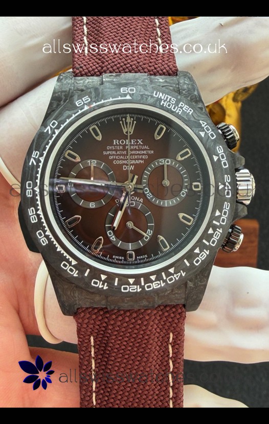 Rolex Daytona DiW Black Carbon Fiber Brown Dial Super Clone Watch 