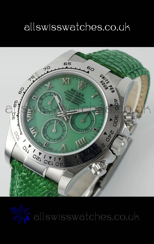 Rolex Daytona 116519 Stainless Steel Green Pearl Leather Strap Super Clone Watch