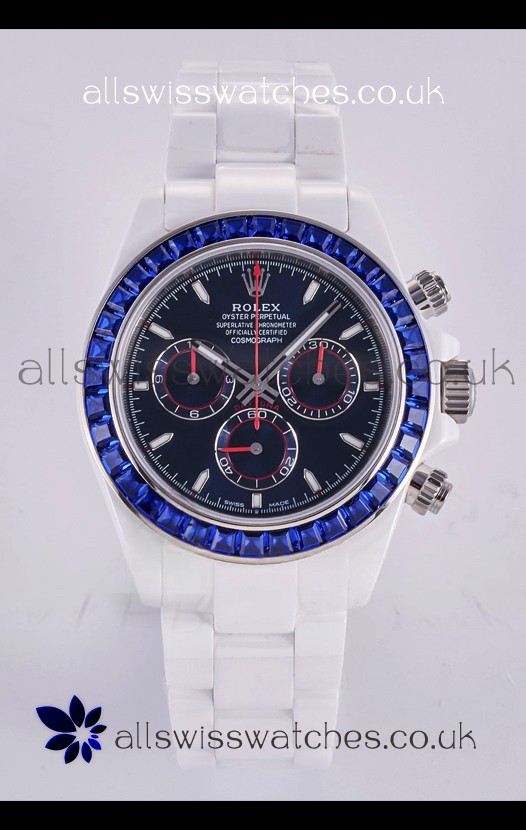 Rolex Daytona AET White Ceramic Dark Blue Dial 4130 Movment Super Clone Watch 