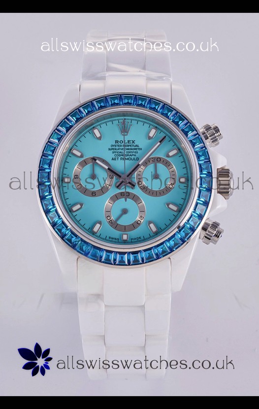 Rolex Daytona AET White Ceramic Blue Dial 4130 Movment Super Clone Watch 