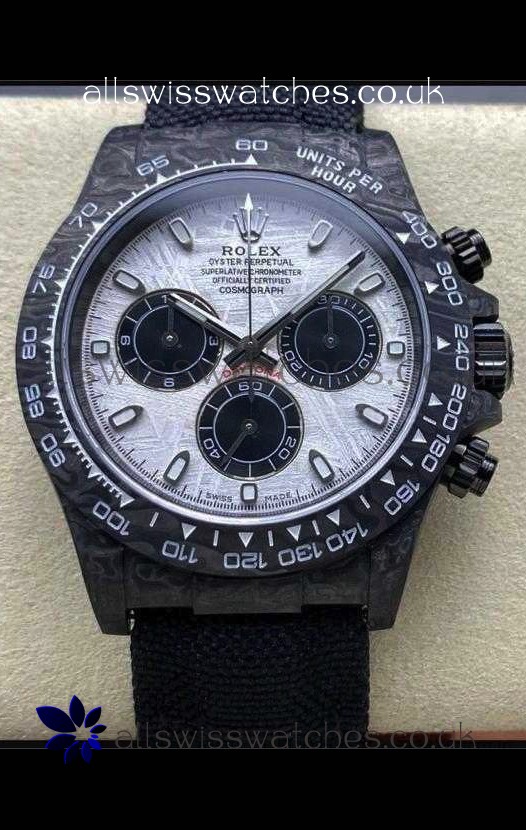 Rolex Daytona Black Carbon Fiber Meteorite Dial Nylon Strap Super Clone Watch 