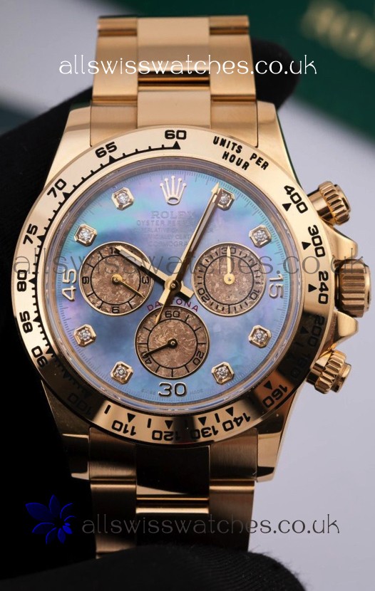 Rolex Daytona 116508 Yellow Gold Mother of Pearl FREE SPRUNG Super Clone Watch 