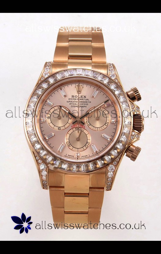 Rolex Daytona 126595 FREE SPRUNG MVMT Rose Gold Dial Super Clone Watch 