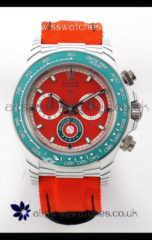 Rolex Daytona DiW RG Course Edition White Carbon Red Dial Super Clone Watch 