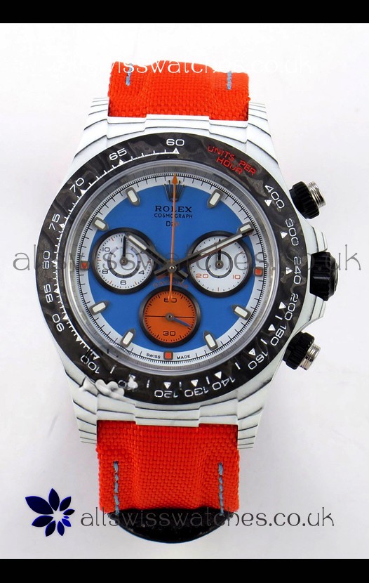 Rolex Daytona DiW Veloce White Carbon Red Dial Super Clone Watch 