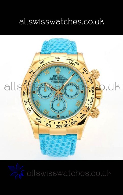 Rolex Daytona 116568 Yellow Gold 4801 Movement Blue Dial Super Clone Watch 