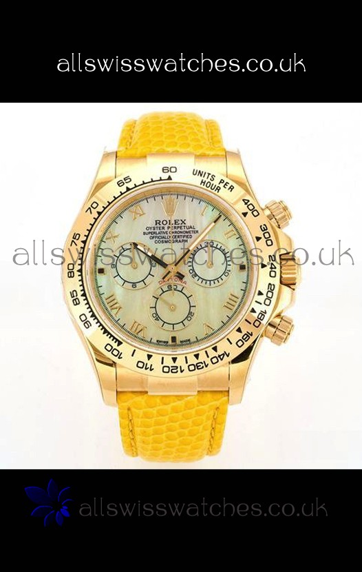 Rolex Daytona 116568 Yellow Gold 4801 Movement Yellow Dial Super Clone Watch 