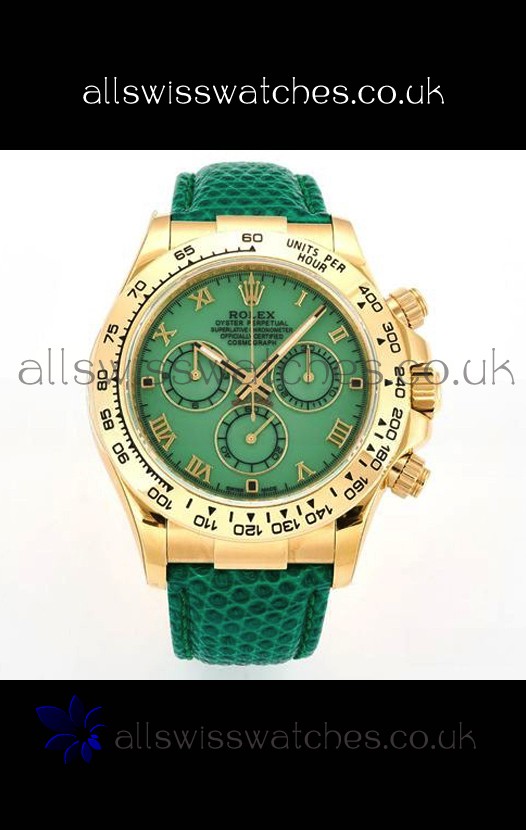 Rolex Daytona 116568 Yellow Gold 4801 Movement Green Dial Super Clone Watch 