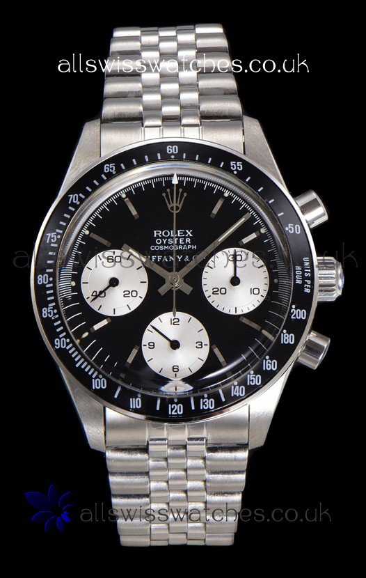 Rolex Daytona Paul Newman 37MM Tiffany & Co Black Dial Manual Wind Super Clone Watch 