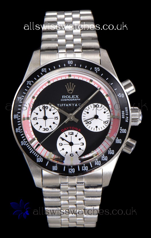 Rolex Daytona Paul Newman 37MM Tiffany & Co Black Dial Manual Wind Super Clone Watch 