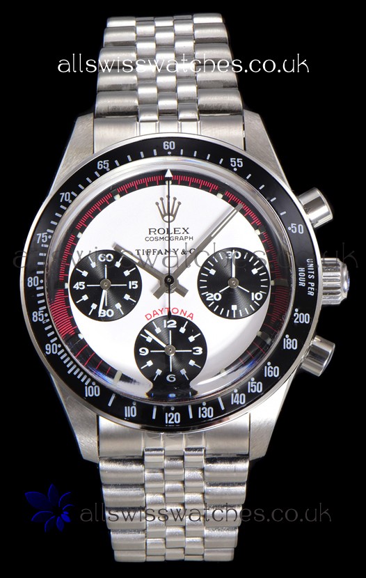 Rolex Daytona Paul Newman 37MM Tiffany & Co White Dial Manual Wind Super Clone Watch 