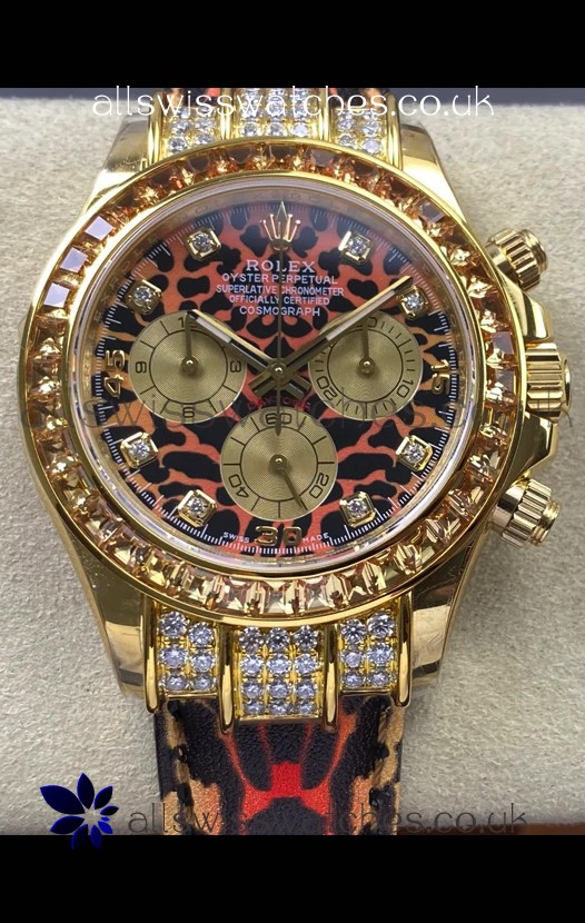 Rolex Daytona 116598 Leopard Yellow Gold Super Clone Watch 