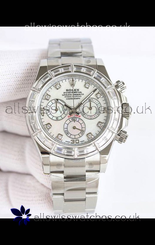 Rolex Daytona 116519 Stainless Steel White Pearl Dial Super Clone Watch 