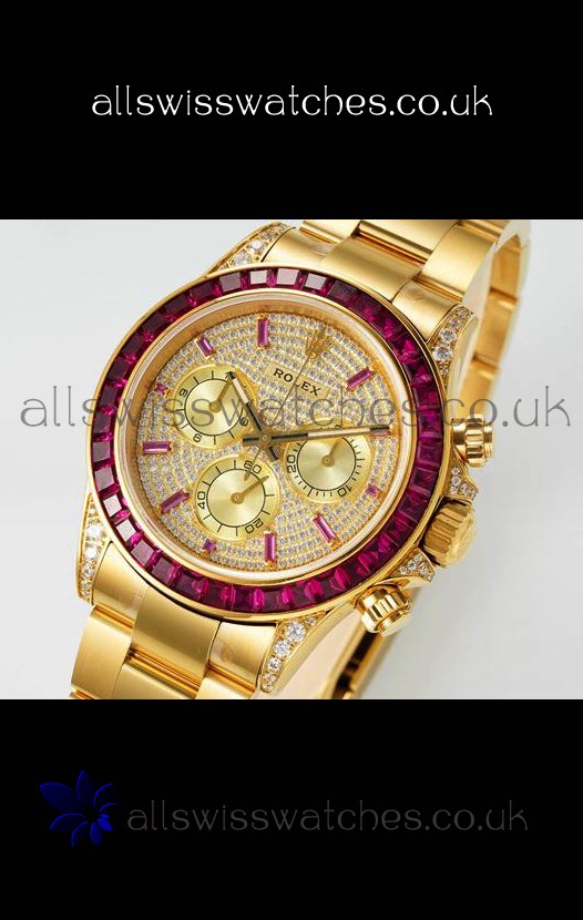 Rolex Daytona 116519 Yellow Gold Diamonds Dial Super Clone Watch 