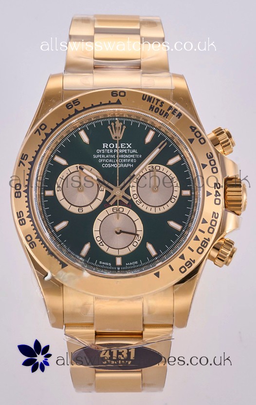 Rolex Daytona 126508 Yellow Gold Green Dial FREE SPRUNG MVMT Super Clone Watch 