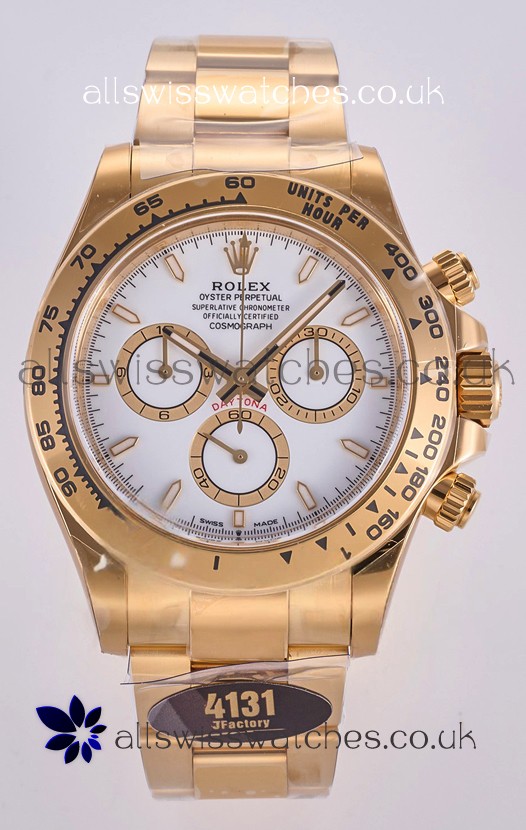 Rolex Daytona 126508 Yellow Gold White Dial FREE SPRUNG MVMT Super Clone Watch 