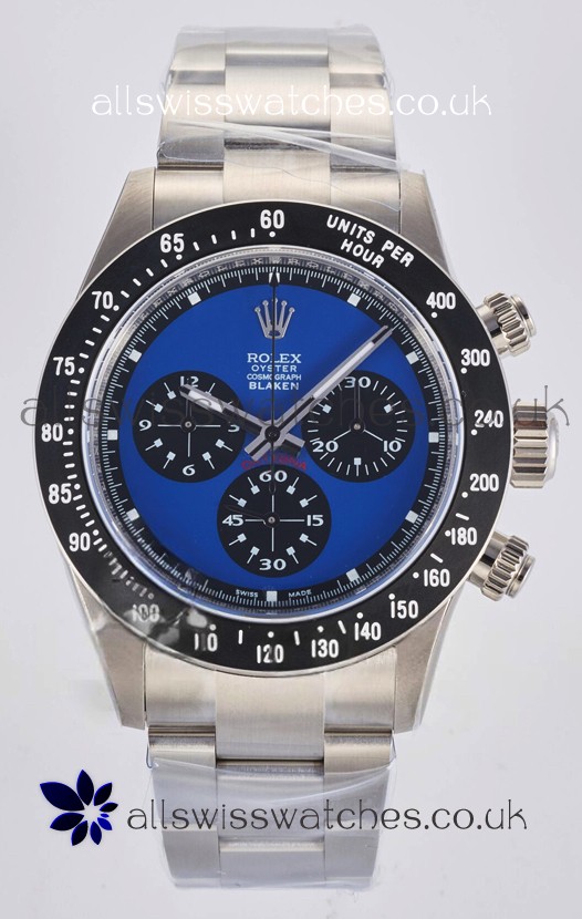 Rolex Daytona Paul Newman Blue Dial Custom Modded 4130 Mvnt Swiss Replica