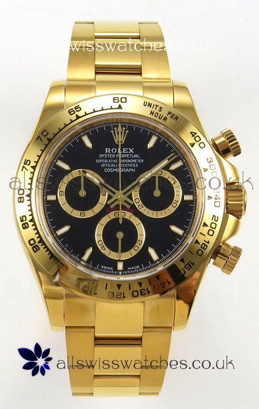 Rolex Daytona 126508 Yellow Gold Black Dial FREE SPRUNG MVMT Super Clone Watch 