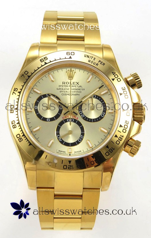 Rolex Daytona 126508 Yellow Gold Dial FREE SPRUNG MVMT Super Clone Watch 