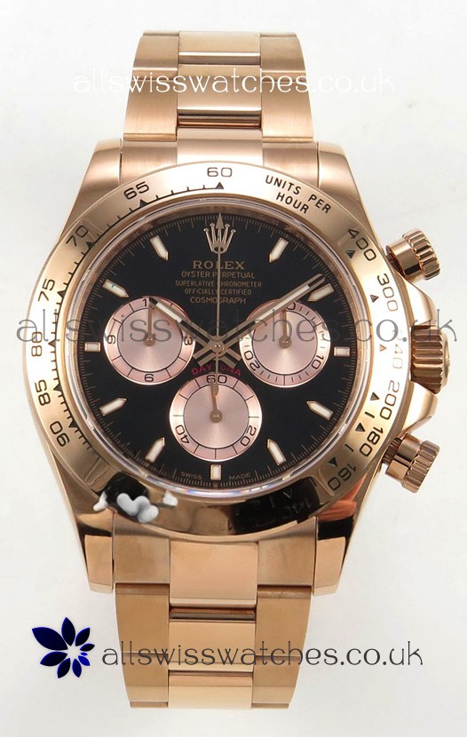 Rolex Daytona 126505 Rose Gold Black Dial FREE SPRUNG MVMT Super Clone Watch 