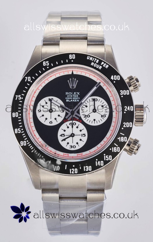 Rolex Daytona Paul Newman Blaken Black Dial Custom Modded 4130 Mvnt Swiss Replica