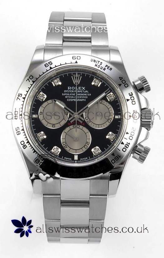 Rolex Daytona 126509 Black Dial Diamonds Markers FREE SPRUNG MVMT Super Clone Watch 