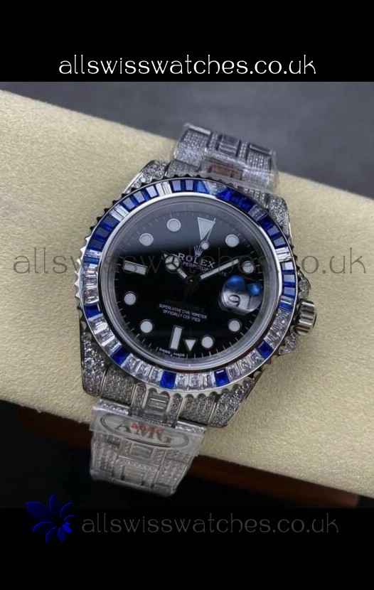 Rolex GMT Masters II Iced Out Super Clone Watch Black Dial 