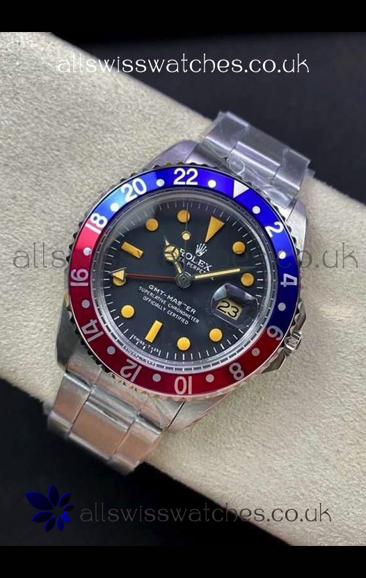 Rolex GMT Master 16750 Pepsi Patina Vintage Matte Dial Swiss Replica Watch 