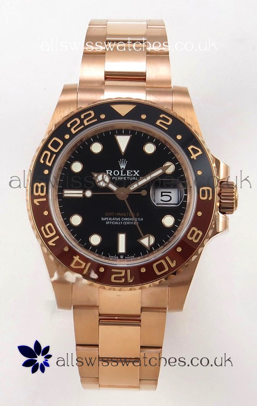 GMT Masters 126715CHNR Rose Gold Cal.3285 FREE SPRUNG MVMNT Super Clone 