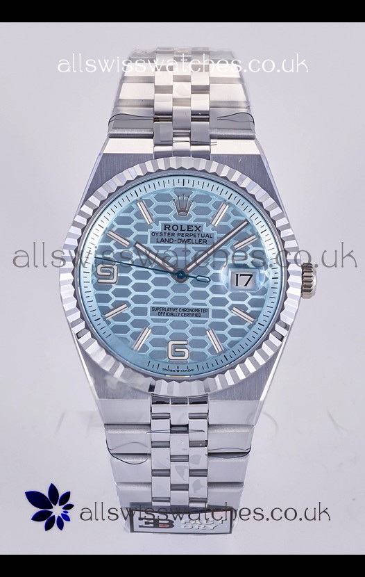 Rolex Land-Dweller 127336 Ice Blue Honeycomb Dial 40MM Super Clone Watch 