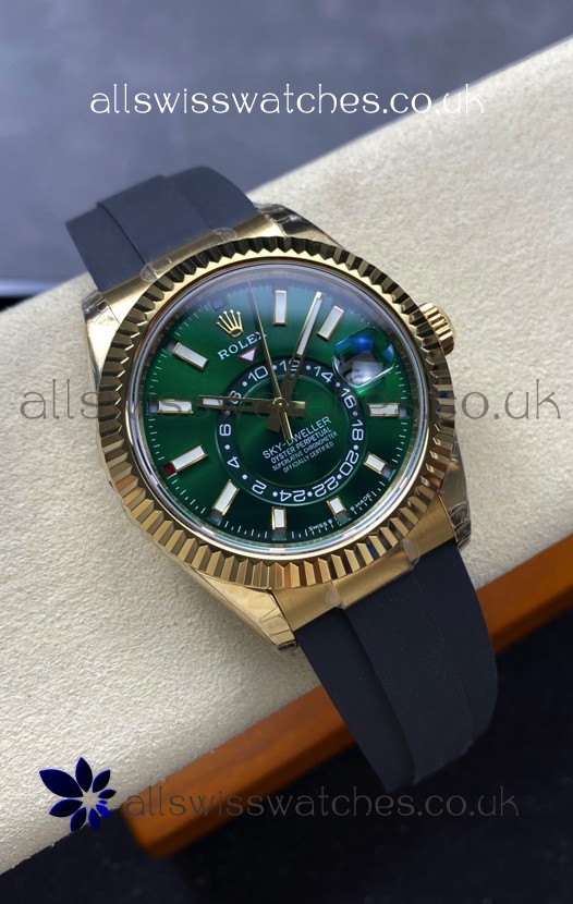 Rolex Sky-Dweller REF# 336238 Green Dial Rubber Strap Super Clone Watch 